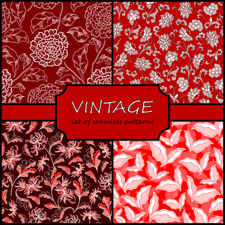 Seamless Vintage Floral Background Collection. Vector background for textile design. Wallpaper, background, repeating pattern.のイラスト素材