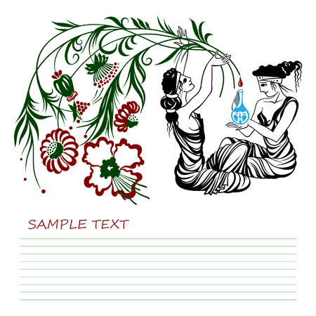 Ancient Greece ladies, natural medicine vector illustrationのイラスト素材