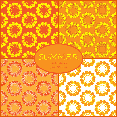 Retro Seamless pattern with sun. Vector illustration. Retro Patterns Setのイラスト素材