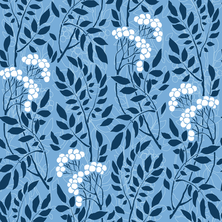 seamless Art Deco vintage pattern with sprigs and berriesのイラスト素材