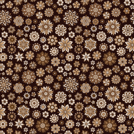 Vector seamless floral pattern in doodle style with flowers and leavesのイラスト素材