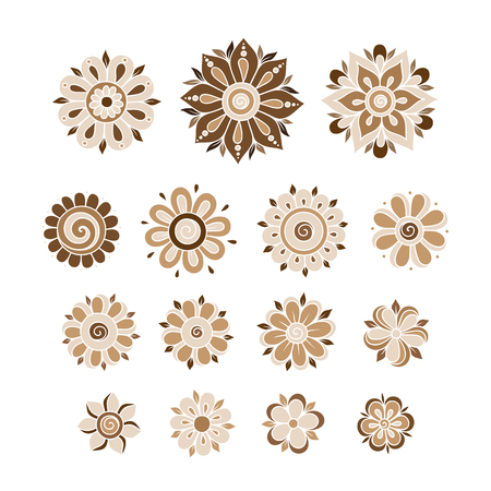 Henna tattoo doodle vector elements on white backgroundのイラスト素材