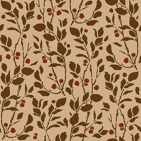 seamless Art Deco vintage pattern with sprigs and berriesのイラスト素材