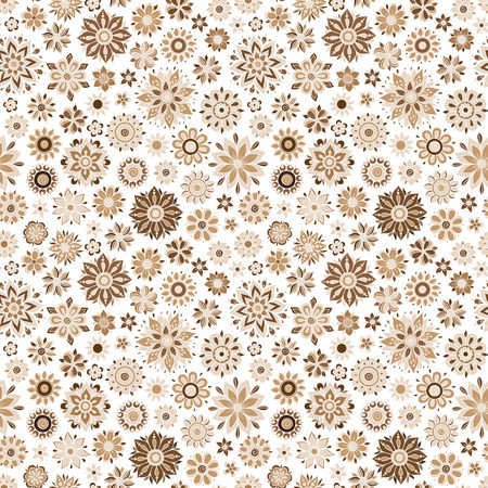 Vector seamless floral pattern in doodle style with flowers and leavesのイラスト素材