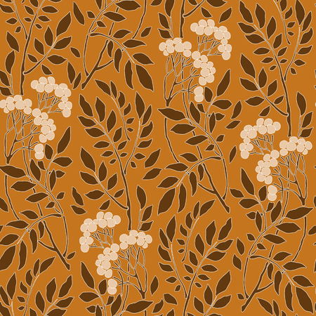 seamless Art Deco vintage pattern with sprigs and berriesのイラスト素材