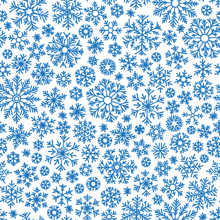 Christmas seamless doodle pattern with snowflakes, vector backgroundのイラスト素材