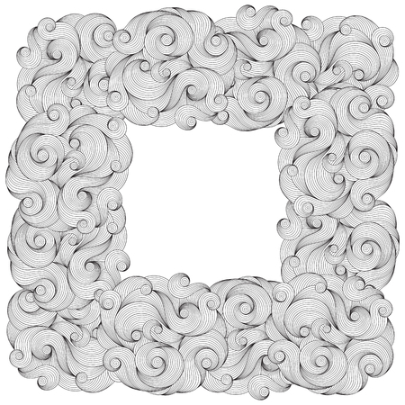 Pattern for coloring book. Ethnic, floral, retro, doodle, vector, tribal design element. Black and white background. Doodle vector background. Abstract decorative vector frame. greeting card designのイラスト素材