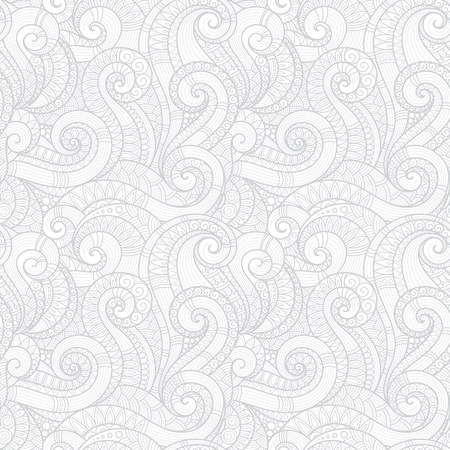 Seamless asian ethnic floral retro doodle background pattern in vector. のイラスト素材