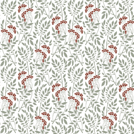 seamless Art Deco vintage pattern with sprigs and berriesのイラスト素材