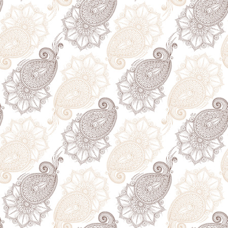 Henna MehendyTattoo Doodles Seamless Pattern. Floral retro background pattern in vector. Henna paisley mehndi doodles design.のイラスト素材