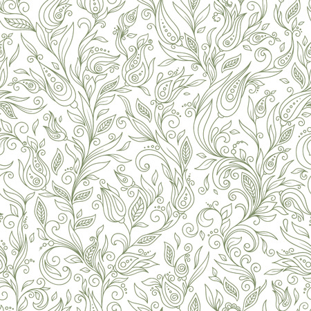 Henna Mehndi Tattoo Flowers Doodles Seamless Pattern. Paisley Flowers Illustration Design Elementsのイラスト素材