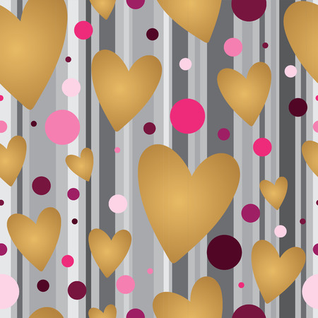 Abstract seamless pattern with gold heartsのイラスト素材