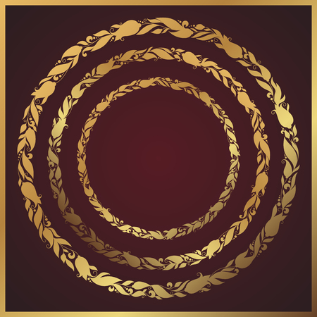 Stylized hand drawn wreath with flowers. Round floral frame for your text. An image of a set of flower design elements in a circular shape.のイラスト素材