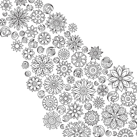 Pattern for coloring book. Ethnic, floral, retro, doodle, vector, tribal design element. Black and white background. Doodle vector background. Henna paisley mehndi doodles design tribal design elementの写真素材