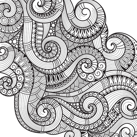 Abstract Pattern for coloring book. Ethnic, floral, retro, doodle, tribal design element.の写真素材