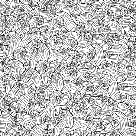Seamless Wave Pattern for coloring book. Ethnic, floral, retro, doodle , tribal design element.の写真素材