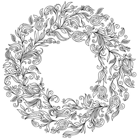 Pattern for coloring book. Ethnic, floral, retro, doodle, tribal design element.の写真素材