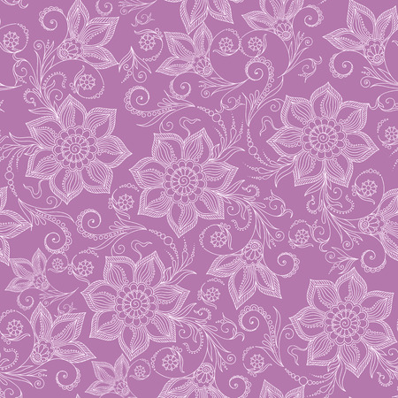 Henna Mehndi Tattoo Doodles Seamless Pattern- Paisley Flowers Illustration Design Elementsの写真素材