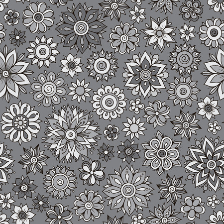 Henna Mehndi Tattoo Doodles Vintage Seamless Patternの写真素材