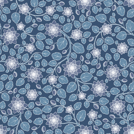 Seamless vector floral pattern with colorful fantasy plants and flowers, pattern can be used for wallpaper, pattern fills, web page background, surface texturesのイラスト素材
