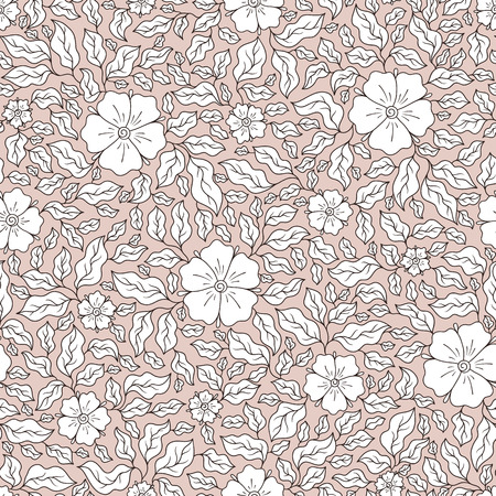 Seamless vector floral pattern with colorful fantasy plants and flowers, pattern can be used for wallpaper, pattern fills, web page background, surface texturesのイラスト素材
