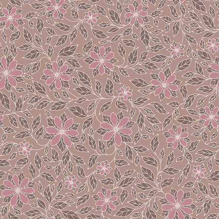 Seamless vector floral pattern with colorful fantasy plants and flowers, pattern can be used for wallpaper, pattern fills, web page background, surface texturesのイラスト素材