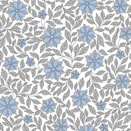 Seamless vector floral pattern with colorful fantasy plants and flowers, pattern can be used for wallpaper, pattern fills, web page background, surface texturesのイラスト素材