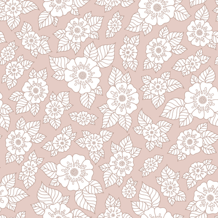 Ornamental colored seamless floral pattern with flowers, doodlesのイラスト素材