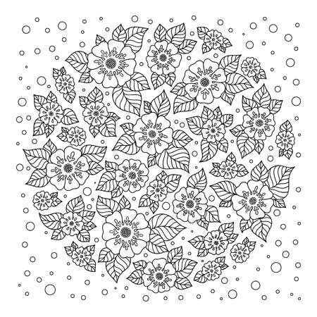 Pattern for coloring book. Ethnic, floral, retro, doodle, vector, tribal design element. Black and white background. Doodle vector background. Henna paisley mehndi doodles design tribal design elementのイラスト素材