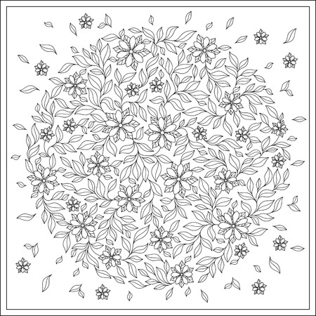 Pattern for coloring book. Ethnic, floral, retro, doodle, vector ,design element. Black and white background. Doodle vector background. Henna paisley mehndi doodles design tribal design elementのイラスト素材