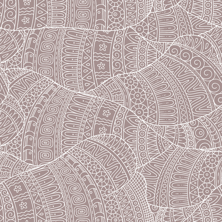 Abstract sketchy decorative doodles hand drawn ethnic pattern. Contour detailed, with lots of lines background.のイラスト素材