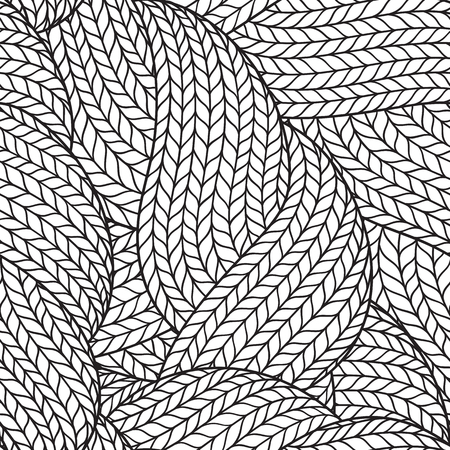 Seamless pattern for coloring book for adult. Abstract monochrome hand drawn abstract seamless pattern with wavy lines   knitted warmのイラスト素材