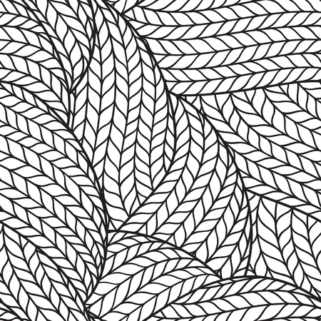 Abstract monochrome hand drawn abstract seamless pattern with wavy linesのイラスト素材