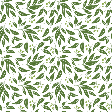 Seamless green leaf pattern. Eucalyptus leaves background.のイラスト素材