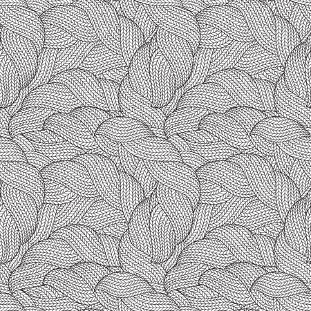 Seamless pattern for coloring book for adult. Abstract monochrome hand drawn abstract seamless pattern with wavy lines   knitted warmのイラスト素材