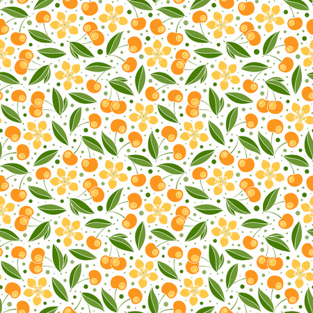 Cherry seamless pattern. Vector texture for textile, wrapping, wallpapers and other surfaces.のイラスト素材
