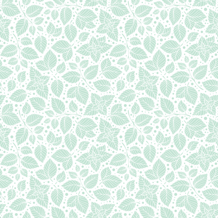 Hand drawn vector seamless pattern with mint leaves, peppermint, spicy herbs, kitchen texture, Doodle cooking ingredient for design package tea, wallpaper, cosmetics, textile, natural organic productのイラスト素材