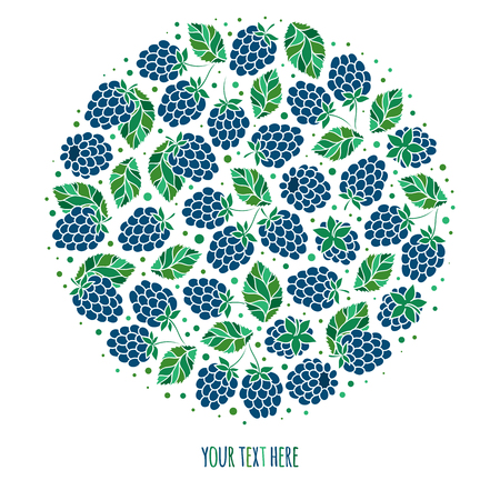 Natural fruits and berries round symbol with fresh  blackberry. Food and juice packaging or farm market designのイラスト素材