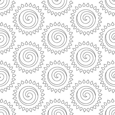 Abstract vintage seamless background with mandala ornaments. Decorative ornate vintage pattern. Coloring book page.のイラスト素材