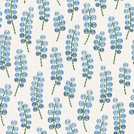 Embroidery floral seamless pattern on linen cloth texture  for textile, home decor, fashion, fabric.  stitches imitationのイラスト素材