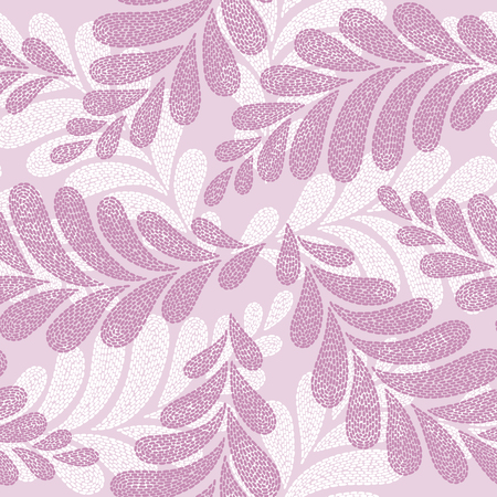 Vintage embroidery floral fabric texture. Simple seamless background with leaves, branches. Embroidery stitches imitation.のイラスト素材