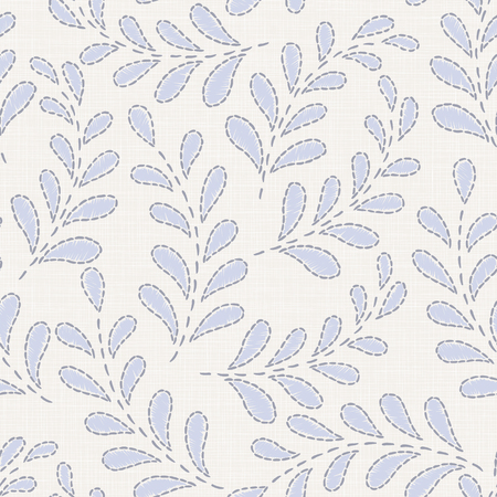 Embroidery floral seamless pattern on linen cloth texture  for textile, home decor, fashion, fabric.  stitches imitationのイラスト素材