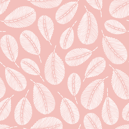 Seamless pattern with hand drawn branches. Cute decoration for home decor. Embroidery stitches imitation.のイラスト素材