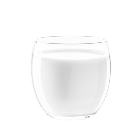 Glass of milk isolated on whiteの写真素材