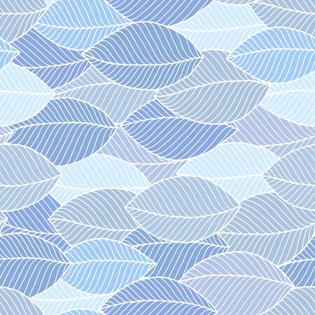 Hand-drawn leaves in doodle style seamless pattern. Floral  background for textile, porcelain, chinaware, wallpapers, print, gift wrap, scrapbooking.のイラスト素材
