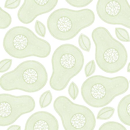 Vector hand drawn avocado seamless pattern. Doodle style. Banner, poster, wrapping paper, modern textile design, promotional materialのイラスト素材