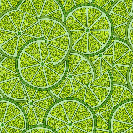 Lime seamless pattern. Fruit background. Lime slices. Set of herbal element for advertising, packaging design of mint products.のイラスト素材