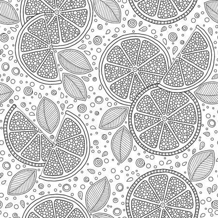 Seamless pattern with orange fruits on a white background.のイラスト素材