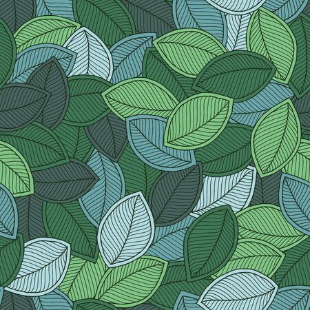Decorative ornamental seamless doodle pattern. Endless elegant texture with leaves.のイラスト素材