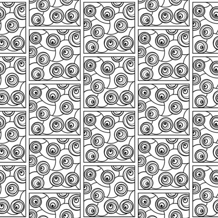 Vector doodle tile pattern. Hand-drawn mosaic seamless black and white ornament.のイラスト素材